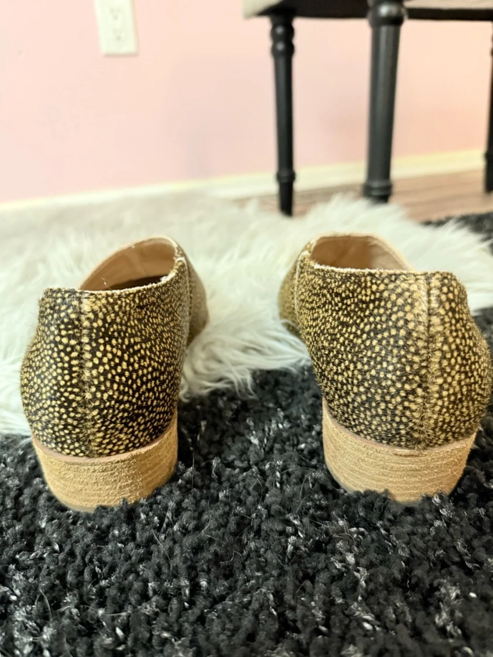 Madewell Size 9 Genuine Calf Hair Loafer Booties Animal Print Block Heel - Picture 10 of 12